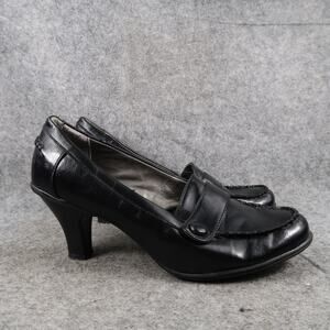 Madeline Stuart Shoes Womens 8.5 Heels Pumps Black Loafer Moc Toe Classic Y2k